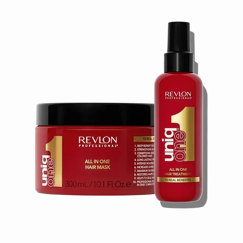 REVLON PROFESSIONAL ▫️ UniqOne Rotina de Tratamento, inclui Máscara 300 ml + Tratamento em spray com proteção térmica para o cabelo 150 ml