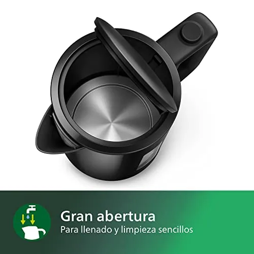 PHILIPS ▫️ Fervedor Série 3000 - 1,7 L, Tampa com mola, Resistência plana, Luz indicadora, Filtro removível, Vários sistemas de segurança, Preto (HD9318/20) 3