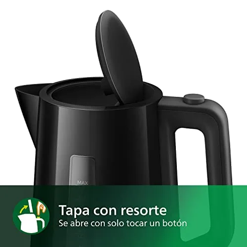 PHILIPS ▫️ Fervedor Série 3000 - 1,7 L, Tampa com mola, Resistência plana, Luz indicadora, Filtro removível, Vários sistemas de segurança, Preto (HD9318/20) 5