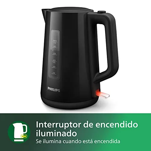 PHILIPS ▫️ Fervedor Série 3000 - 1,7 L, Tampa com mola, Resistência plana, Luz indicadora, Filtro removível, Vários sistemas de segurança, Preto (HD9318/20) 6