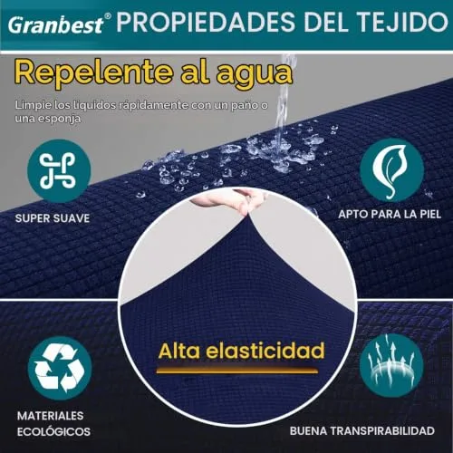 Granbest ▫️ Premium - Capa para almofada de sofá (Azul-marinho, 3 lugares) 4