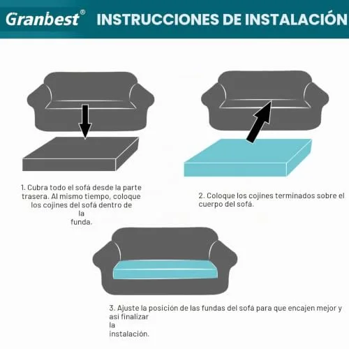 Granbest ▫️ Premium - Capa para almofada de sofá (Azul-marinho, 3 lugares) 7