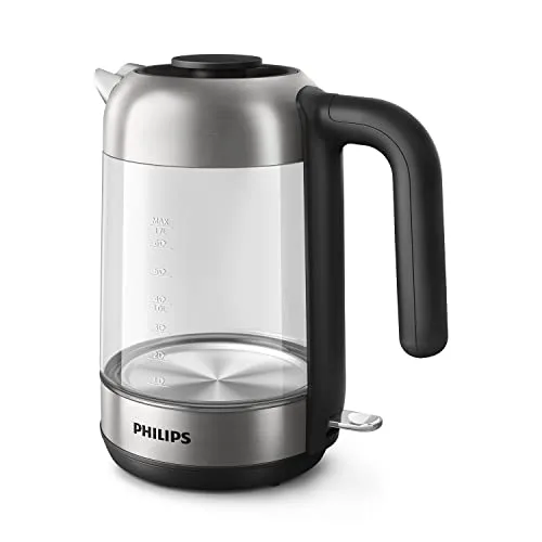 PHILIPS ▫️ Série 5000, Chaleira de vidro, 1,7 L, tampa removível, indicador luminoso azul, enchimento fácil, indicador de uma chávena, filtro de micro-malha (HD9339/80) 2