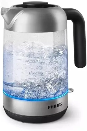 PHILIPS ▫️ Série 5000, Chaleira de vidro, 1,7 L, tampa removível, indicador luminoso azul, enchimento fácil, indicador de uma chávena, filtro de micro-malha (HD9339/80) 3