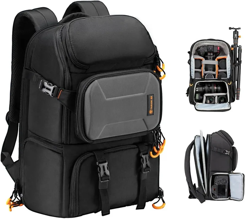 TARION ▫️ Mochila grande para câmaras profissionais com compartimento para portátil de 15,6 polegadas, à prova de água, para fotografia, caminhadas, viagens, DLSR PBL