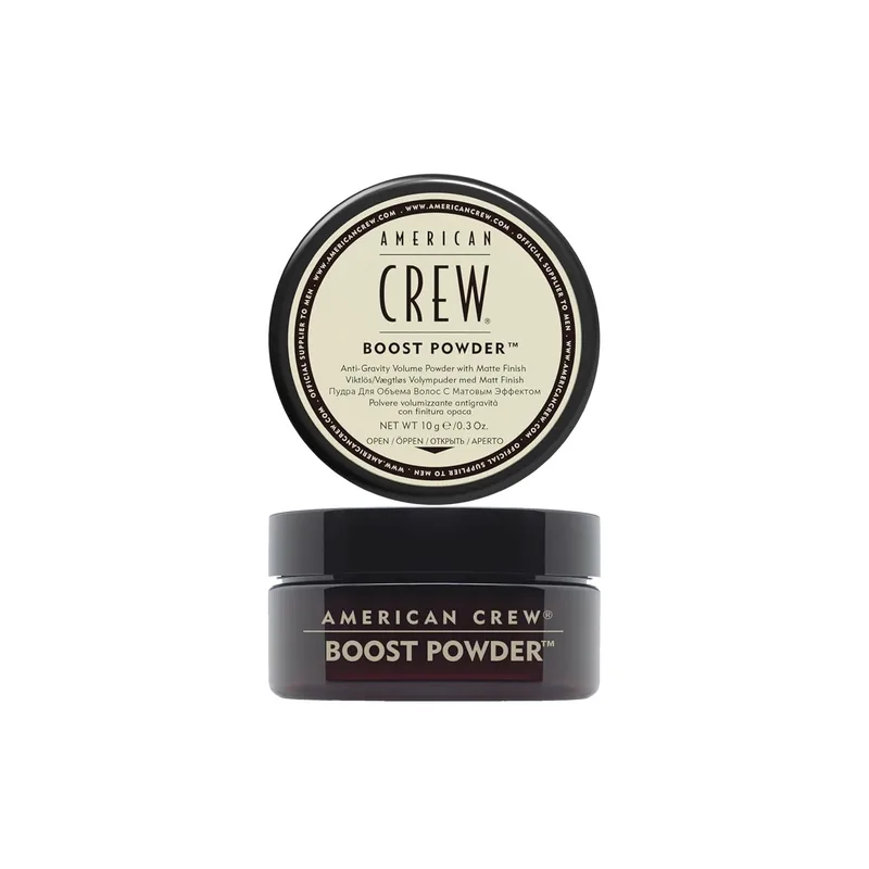 American Crew ▫️ Boost Powder, Pó Volumizador para Cabelo, Pó Volumizador para Volume, Corpo e Textura, Acabamento Natural e Mate, Sem Brilho, Adequado para Todos os Tipos de Cabelo