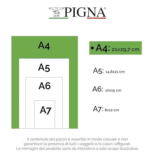 Pigna ▫️ Maxi Colores, A4 21 x 29,7 cm, 80 g/m², Capa em cartão revestido numa das faces, Folhas quadriculadas com margens para o ensino básico, Cores variadas, 10 2