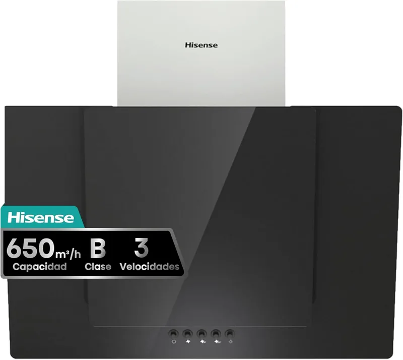 Hisense ▫️ CH6IN6BXBG - Exaustor decorativo de 60 cm, capacidade de sucção de 650 m³/h, iluminação LED, filtro de alumínio de fácil manutenção