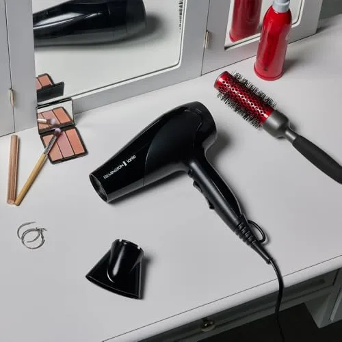 Remington ▫️ Secador de cabelo Ionic Dry 2200, iónico, cabelo sem frizz, 2200 W, concentrador e difusor, 3 temperaturas, 2 velocidades, grelha traseira amovível, gancho para pendurar, D3198 5