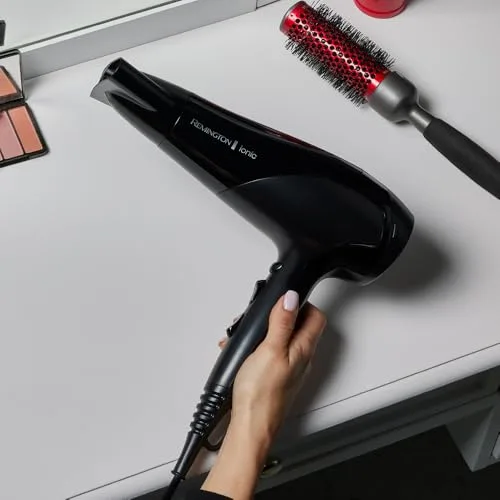 Remington ▫️ Secador de cabelo Ionic Dry 2200, iónico, cabelo sem frizz, 2200 W, concentrador e difusor, 3 temperaturas, 2 velocidades, grelha traseira amovível, gancho para pendurar, D3198 6