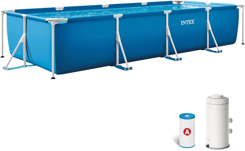 Intex ▫️ Conjunto de piscina com estrutura retangular
