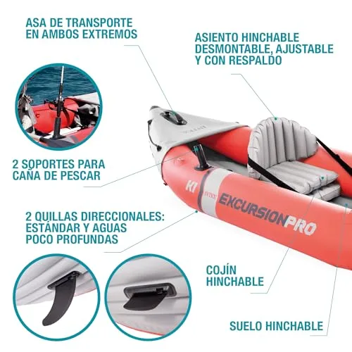Intex ▫️ Caiaque insuflável Excursion Pro com remo + bomba de ar 3