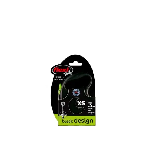 FLEXI ▫️ ® Black Design XS | 3 m de trela retrátil com cordão | máx. 8 kg 2