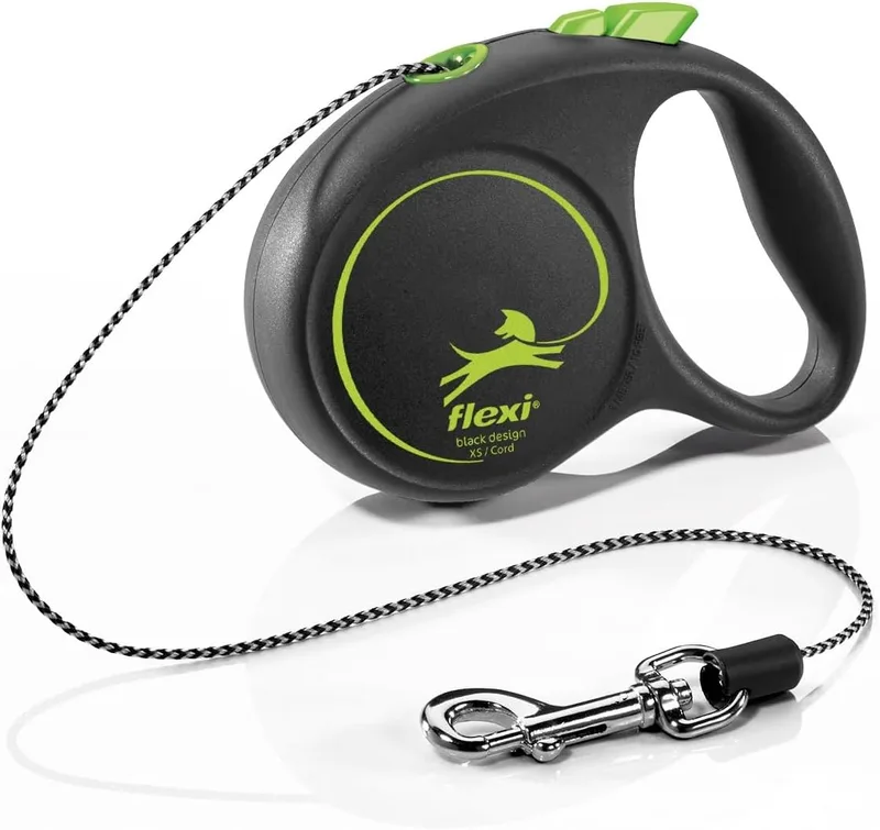 FLEXI ▫️ ® Black Design XS | 3 m de trela retrátil com cordão | máx. 8 kg