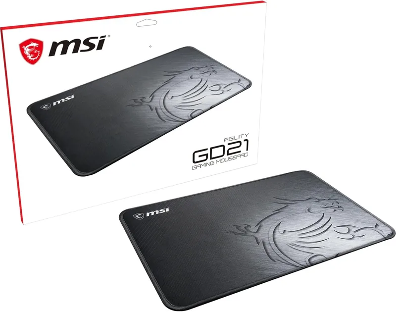 MSI ▫️ Agility GD21 - Tapete para rato de jogos, superfície em tecido sedoso para jogos, base antiderrapante - 320 x 220 x 3 mm