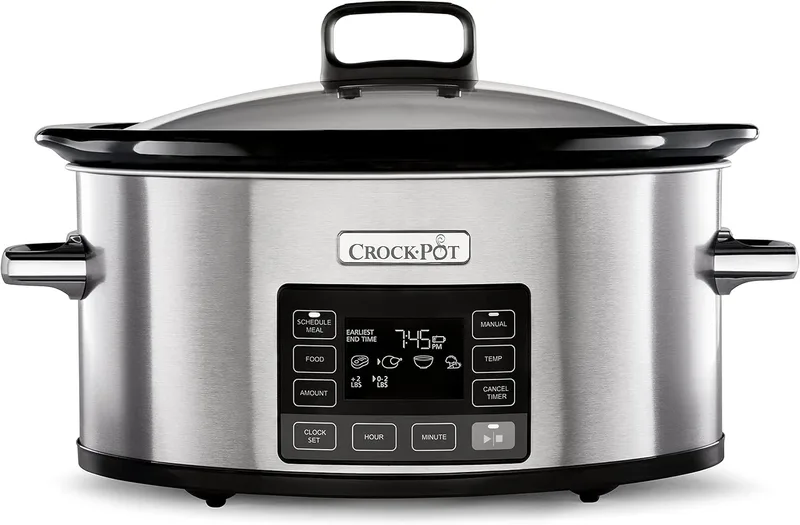 Crock-Pot ▫️ Panela de cozedura lenta digital Crockpot TimeSelect | 5,6 L (para 7 ou mais pessoas) | Ecrã digital e programador de refeições | Função de manutenção do calor | [CSC066X]