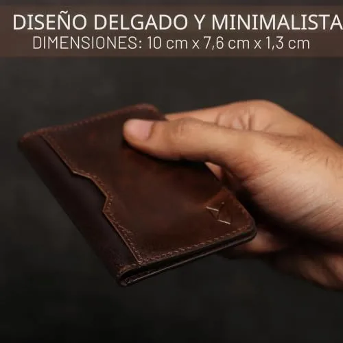 FOXHACKLE ▫️ Porta-cartões de crédito em pele para homem e mulher, porta-cartões fino e dobrável com proteção RFID, bolso frontal fino, porta-cartões minimalista, pequena capa para 3