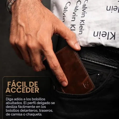 FOXHACKLE ▫️ Porta-cartões de crédito em pele para homem e mulher, porta-cartões fino e dobrável com proteção RFID, bolso frontal fino, porta-cartões minimalista, pequena capa para 5