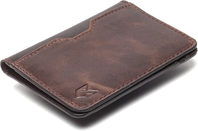 FOXHACKLE ▫️ Porta-cartões de crédito em pele para homem e mulher, porta-cartões fino e dobrável com proteção RFID, bolso frontal fino, porta-cartões minimalista, pequena capa para