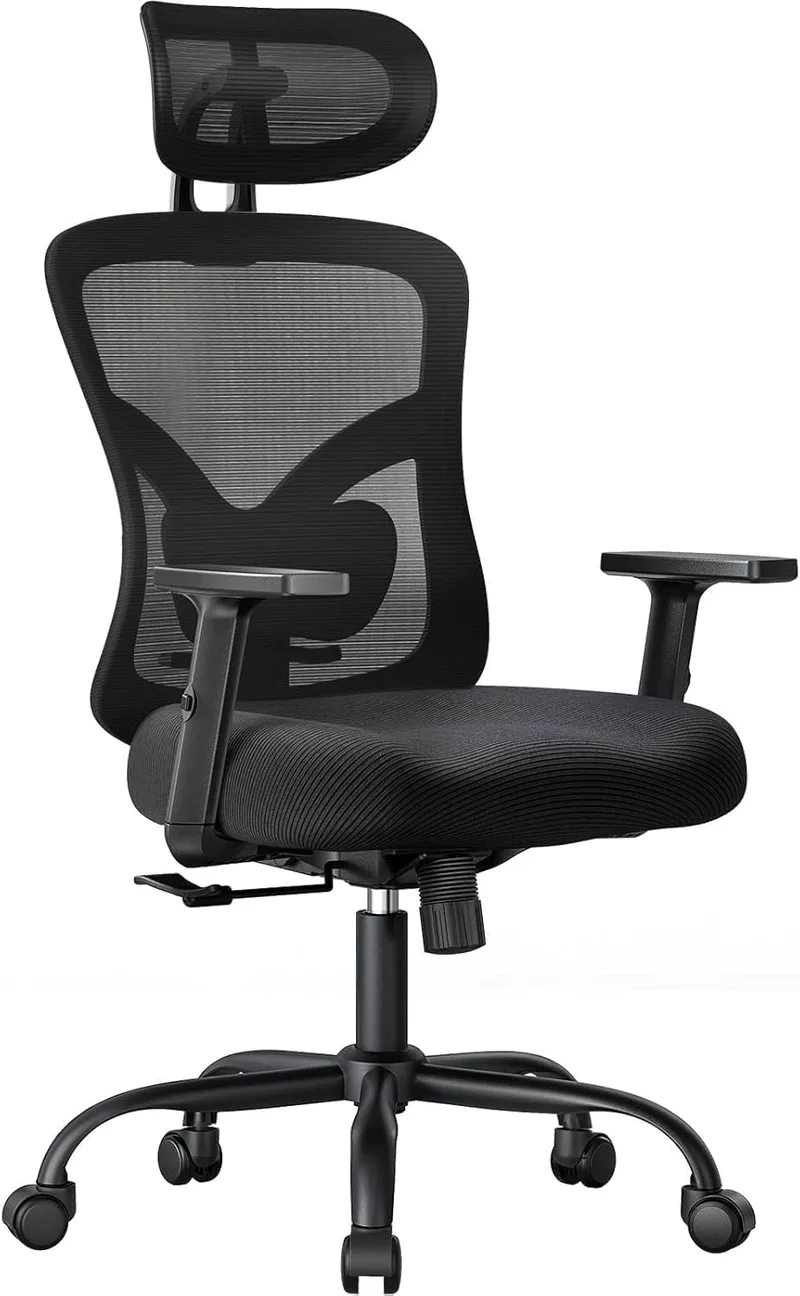 NOBLEWELL ▫️ Cadeira de escritório ergonómica com apoio lombar, apoio para a cabeça 2D, braços ajustáveis, almofada melhorada, inclinação de 130°, cadeira para escritório em casa