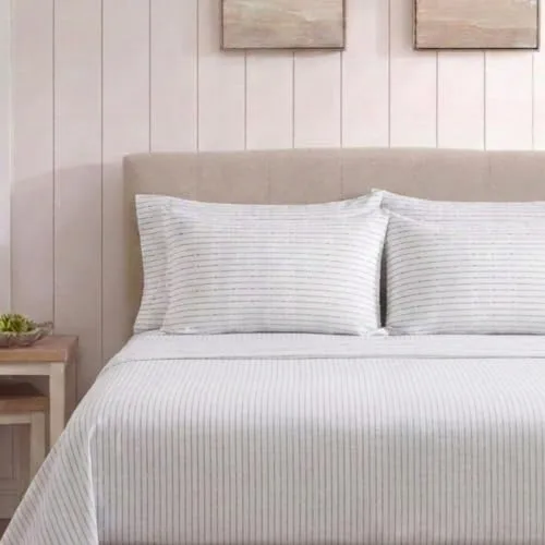 Nautica ▫️ Conjunto de lençóis individuais, conjunto de roupa de cama em percal de algodão, crocante e fresco, leve e respirável (linha «Boya» cinzenta, individual) 2
