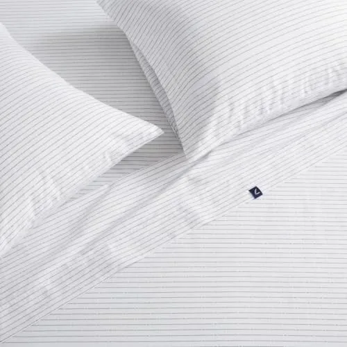 Nautica ▫️ Conjunto de lençóis individuais, conjunto de roupa de cama em percal de algodão, crocante e fresco, leve e respirável (linha «Boya» cinzenta, individual) 3