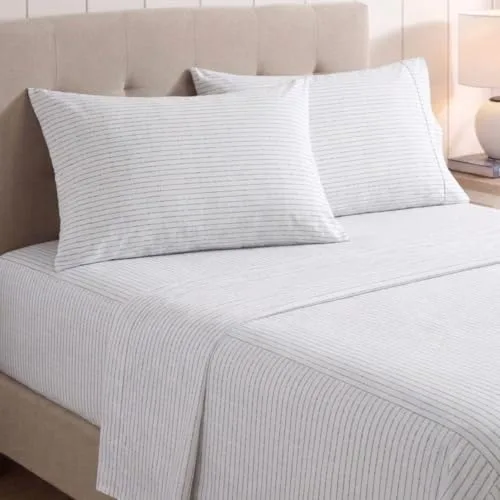 Nautica ▫️ Conjunto de lençóis individuais, conjunto de roupa de cama em percal de algodão, crocante e fresco, leve e respirável (linha «Boya» cinzenta, individual) 4