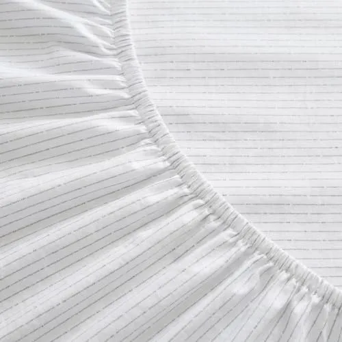 Nautica ▫️ Conjunto de lençóis individuais, conjunto de roupa de cama em percal de algodão, crocante e fresco, leve e respirável (linha «Boya» cinzenta, individual) 6