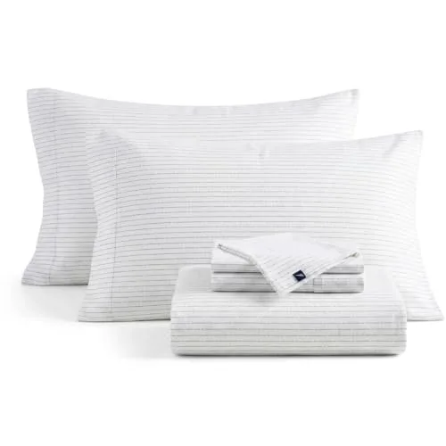 Nautica ▫️ Conjunto de lençóis individuais, conjunto de roupa de cama em percal de algodão, crocante e fresco, leve e respirável (linha «Boya» cinzenta, individual) 7