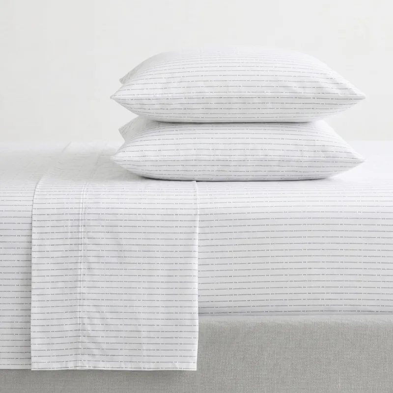 Nautica ▫️ Conjunto de lençóis individuais, conjunto de roupa de cama em percal de algodão, crocante e fresco, leve e respirável (linha «Boya» cinzenta, individual)