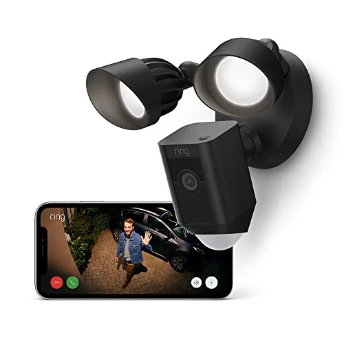Ring ▫️ Câmara Plus com holofotes com fio (Floodlight Cam Wired Plus) | Câmara de vigilância exterior Wi-Fi com vídeo HD, comunicação bidirecional, holofotes LED, sirene integrada | 30 dias grátis Home 3