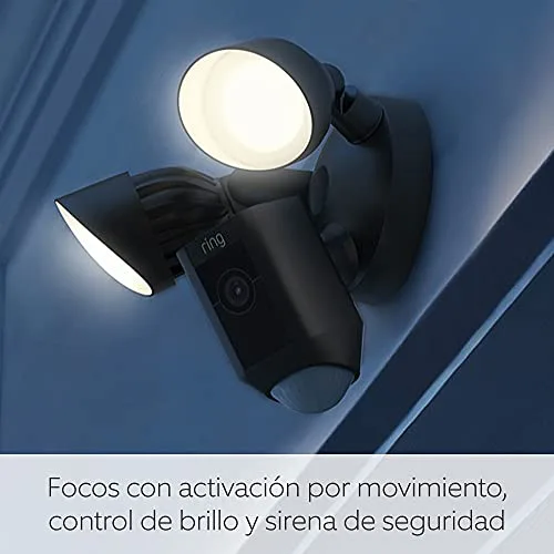 Ring ▫️ Câmara Plus com holofotes com fio (Floodlight Cam Wired Plus) | Câmara de vigilância exterior Wi-Fi com vídeo HD, comunicação bidirecional, holofotes LED, sirene integrada | 30 dias grátis Home 5