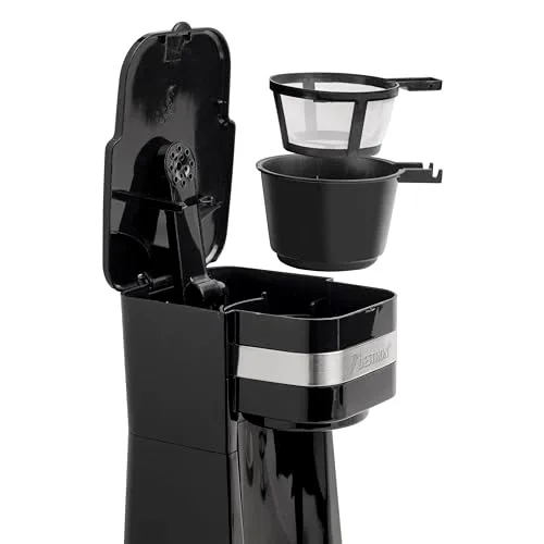 Bestron ▫️ Máquina de café máquina de café por gotejamento com chávena isolada, para café de filtro moído, 2 chávenas grandes, 750 watts, aço inoxidável, 0,42 litros, cor: preto 4