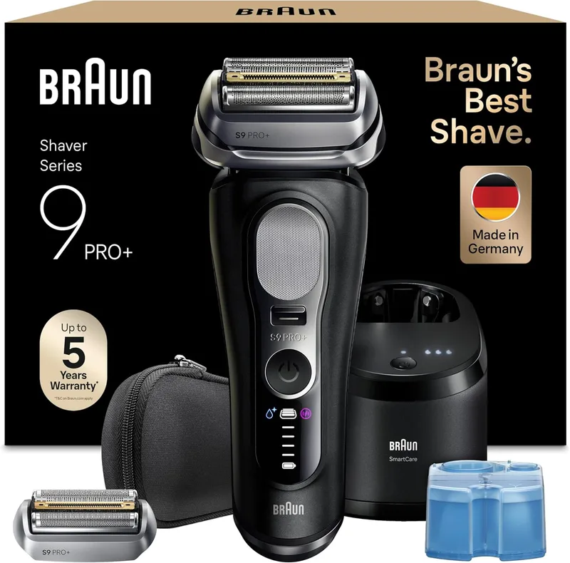 Braun ▫️ Series 9 Pro+ Máquina de barbear elétrica para homem, 9660CCPS, Preto