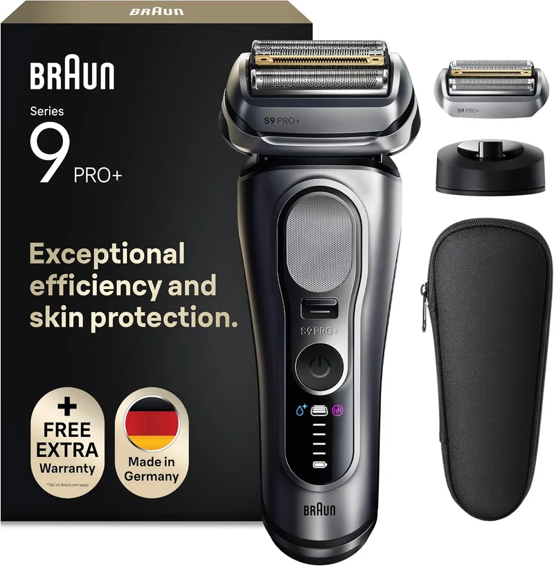 Braun ▫️ Series 9 Pro+ Máquina de barbear elétrica para homem, 9617PSI, Prateada