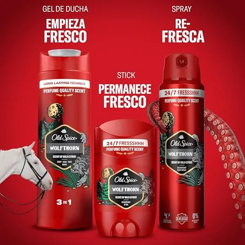 Old Spice ▫️ Wolfthorn Gel de Banho e Champô 3 em 1 para Homem, 2 x 1 L 4