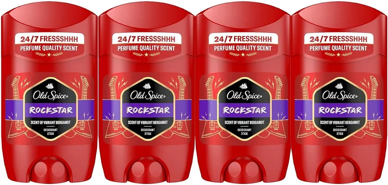 Olay ▫️ Old Spice Rockstar Desodorizante em barra para homem sem alumínio, 4x50 ml