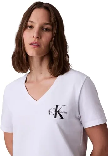 Calvin Klein ▫️ Camisolas de manga curta, conjunto de 2, para mulher, com logótipo e gola em V 3