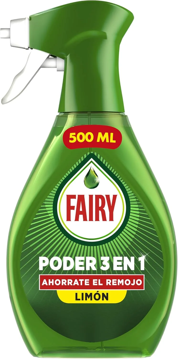 FAIRY ▫️ Spray Poder Sem Enxaguamento Pré-Tratamento Limão 500 ml | Para louça e cozinha, eficaz contra 100 % da gordura, anti-gordura, spray desengordurante, limpeza rápida e sem esforço