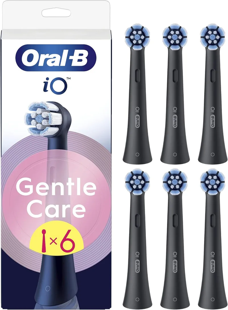 Oral-B ▫️ iO Gentle Care Cabeças de substituição originais, pretas, embalagem de 6