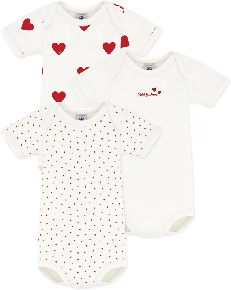 Petit Bateau ▫️ A00bb Body às riscas de manga curta para bebé - meninas (conjunto de 3)