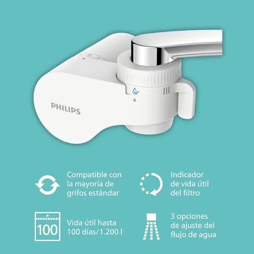 PHILIPS ▫️ Filtro para torneira AWP3754/10 – ULTRAFILTRAÇÃO, reduz o cloro, o chumbo, os microplásticos e as bactérias, capacidade de filtração de 1200 L. 2