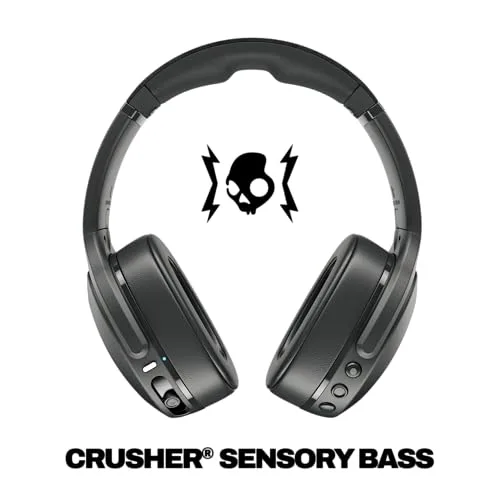 Skullcandy ▫️ Auscultadores sem fios Bluetooth Crusher EVO, graves multissensoriais, ajuste sobre a orelha com isolamento acústico, 40 horas de autonomia - Preto 2