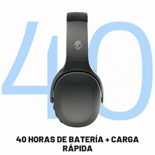 Skullcandy ▫️ Auscultadores sem fios Bluetooth Crusher EVO, graves multissensoriais, ajuste sobre a orelha com isolamento acústico, 40 horas de autonomia - Preto 3