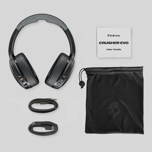 Skullcandy ▫️ Auscultadores sem fios Bluetooth Crusher EVO, graves multissensoriais, ajuste sobre a orelha com isolamento acústico, 40 horas de autonomia - Preto 5