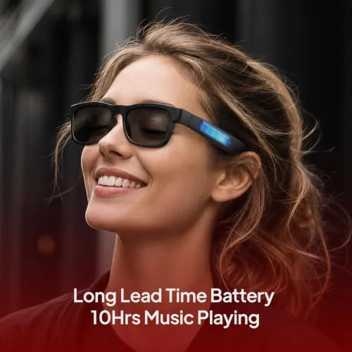 OhO sunshine ▫️ Óculos de sol com áudio Bluetooth óculos desportivos leves com orelhas abertas, 10 horas de autonomia, UV400 ANSI Z87.1, controlo por voz 3
