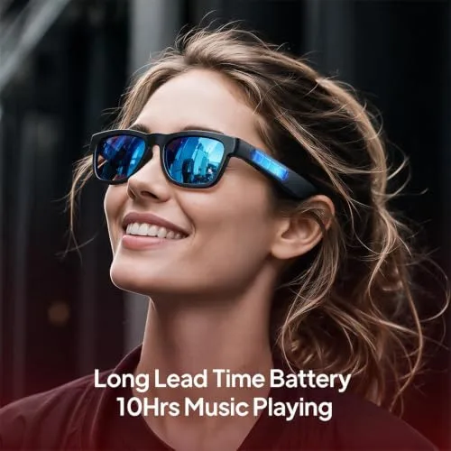 OhO sunshine ▫️ Óculos de sol com áudio Bluetooth óculos desportivos leves com orelhas abertas, 10 horas de autonomia, UV400 ANSI Z87.1, controlo por voz 3
