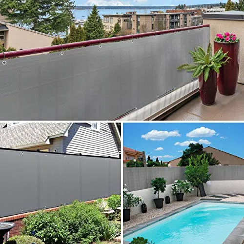 VOUNOT ▫️ ® Tela de Proteção de Privacidade para Varanda e Jardim, HDPE, Proteção UV, com Corda e Braçadeiras, Cinzenta, 500 x 90 cm 5