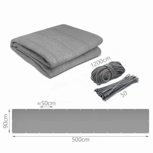 VOUNOT ▫️ ® Tela de Proteção de Privacidade para Varanda e Jardim, HDPE, Proteção UV, com Corda e Braçadeiras, Cinzenta, 500 x 90 cm 7