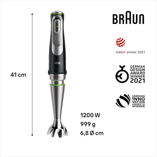 Braun ▫️ MultiQuick 9 - Varinha mágica de 1200 W com jarro de 1250 ml, preto 5